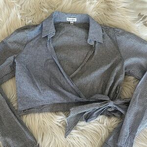 Cropped Checked Button Down Top